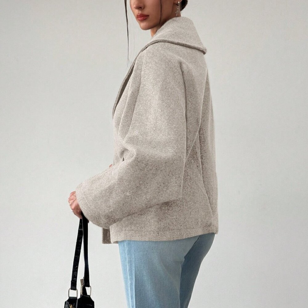 Khaki Casual Women's Elegant Lapel Versatile Coat - Picture 4 of 7